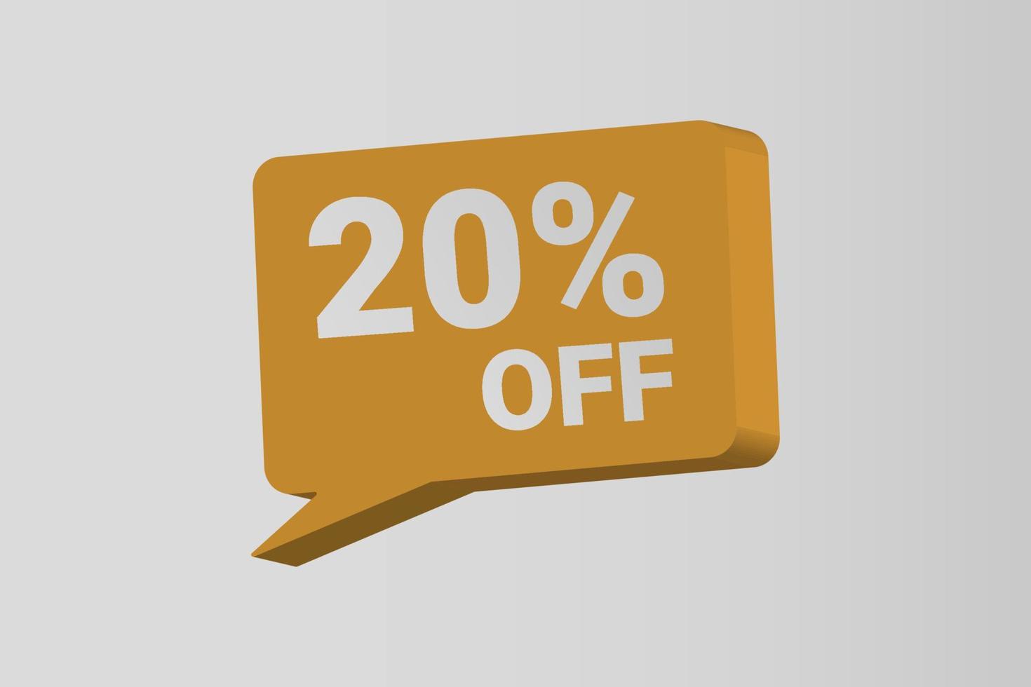 20 percent off sale 3d text box vector design element