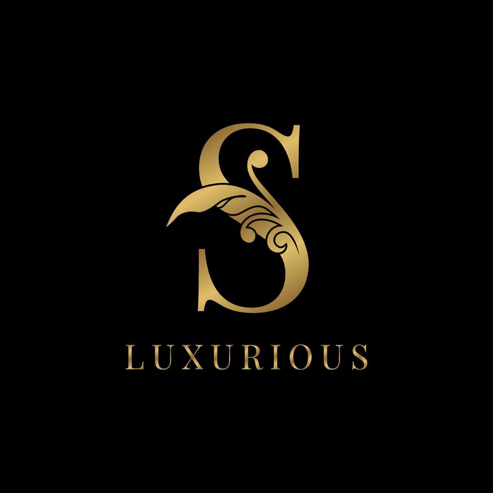 luxury floral vintage letter S vector