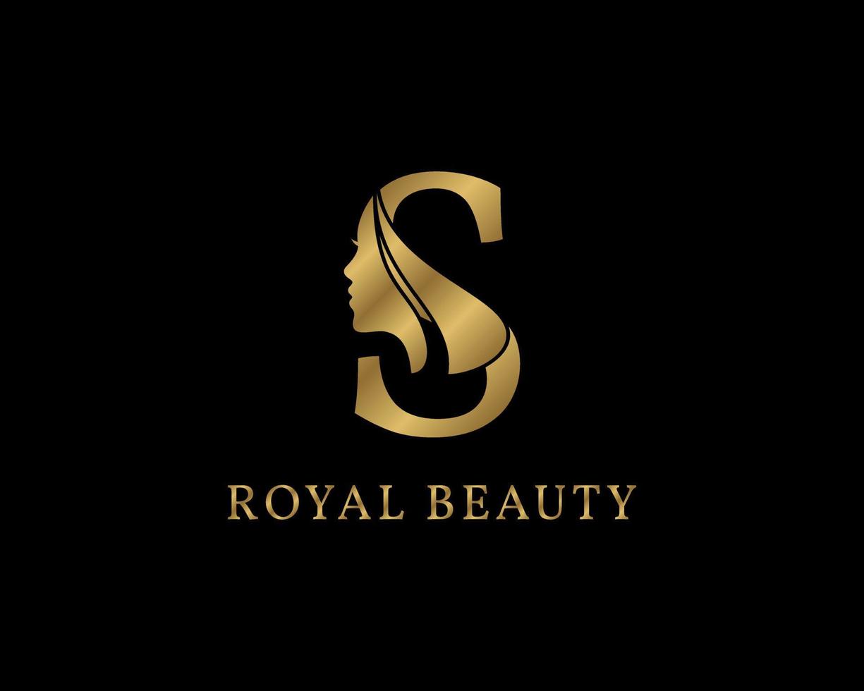 luxurious letter S beauty face decoration for beauty care logo, personal branding image, make up artist, or any other royal brand and company vector