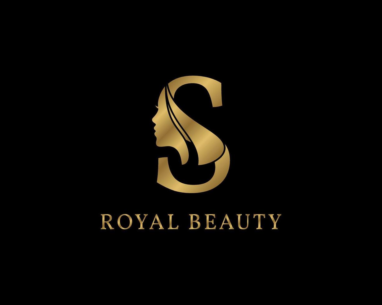 lujosa decoración de la cara de belleza de la letra s para el logotipo de cuidado de la belleza, imagen de marca personal, maquillador o cualquier otra marca y compañía real vector