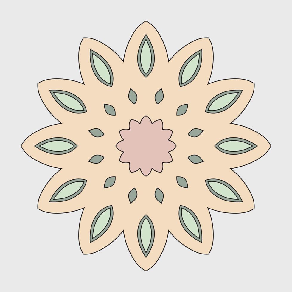 flor de mandala simple con elemento de diseño de vector de color pastel