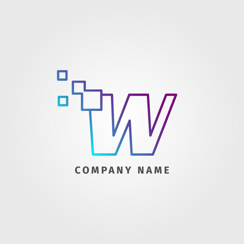 trendy logotype letter W pixel decoration for digital services company vector