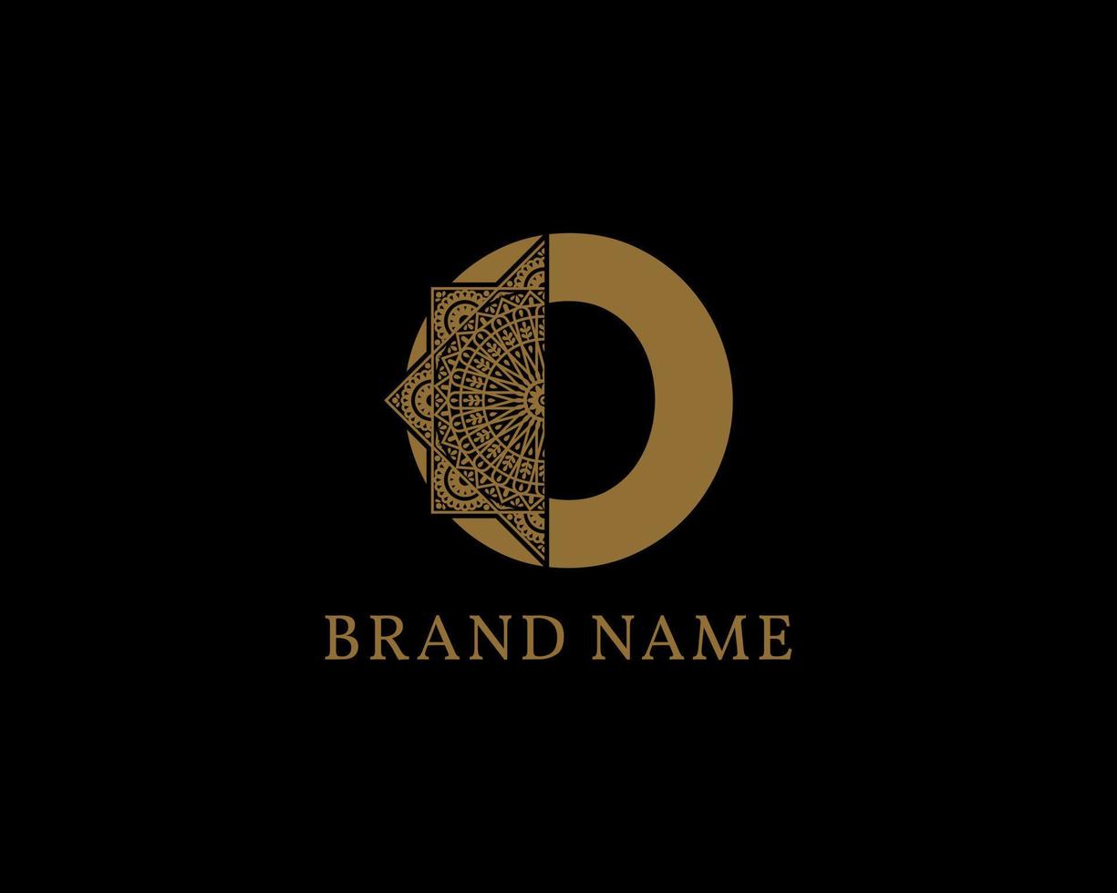 letra o mandala royal vintage decorativas logotipo vector