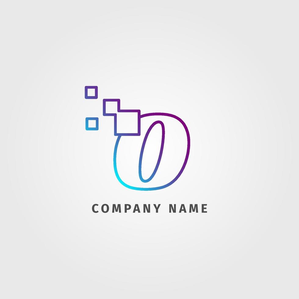 trendy logotype letter O pixel decoration for digital services company vector