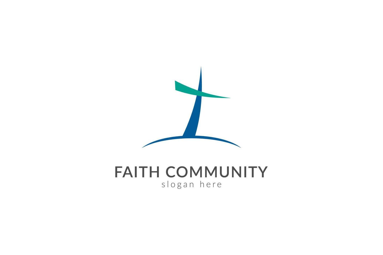 logotipo cruzado abstracto minimalista y limpio para la comunidad de fe vector