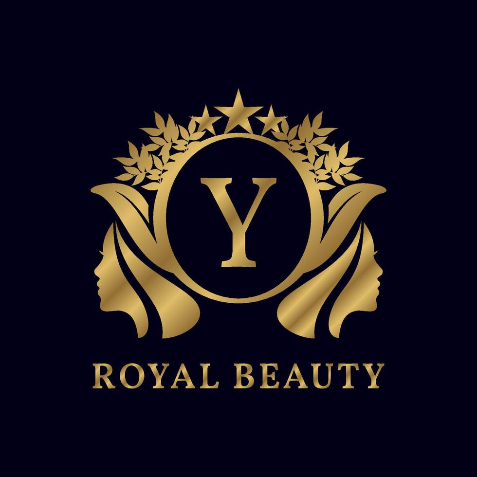 letter Y with ladies face luxurious alphabet for bridal, wedding, beauty care logo, personal branding image, make up artist, or any other royal brand and company vector
