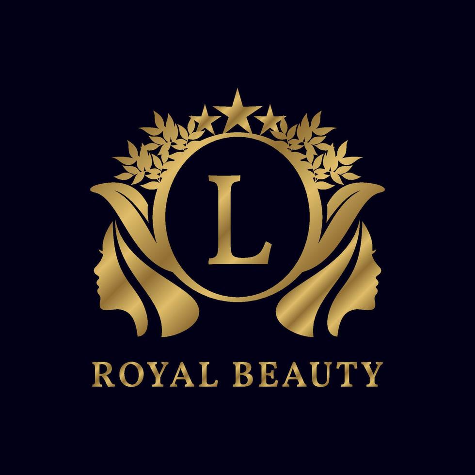 letter L with ladies face luxurious alphabet for bridal, wedding, beauty care logo, personal branding image, make up artist, or any other royal brand and company vector