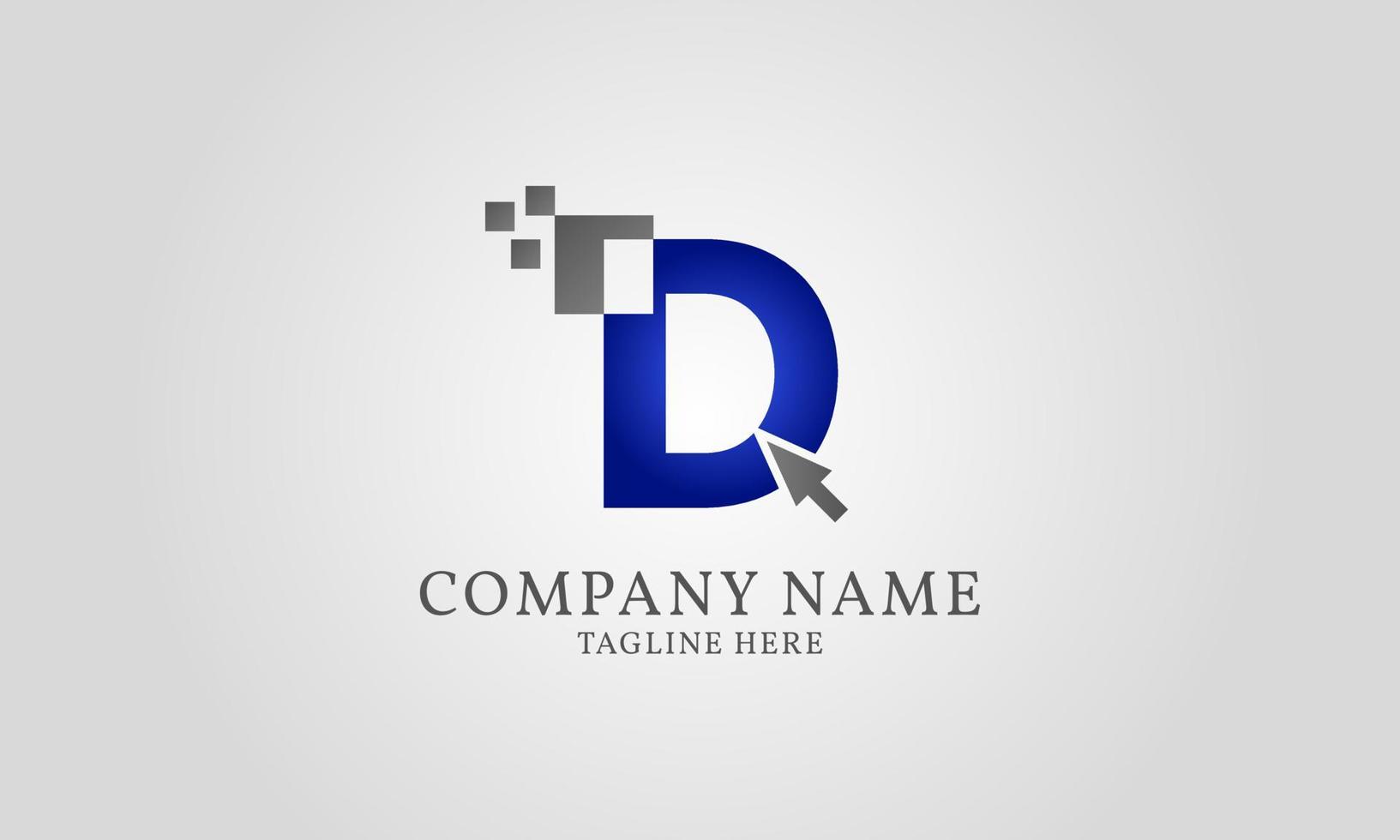 mouse click pixel digital letter D vector