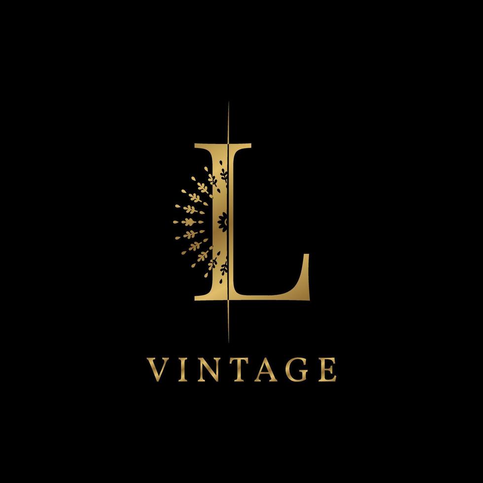 letter L decorative golden vintage vector
