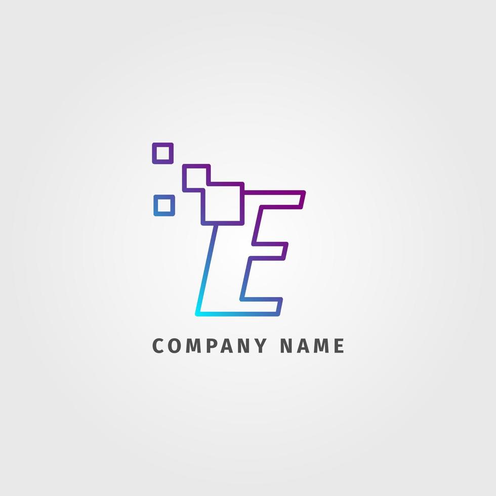 trendy logotype letter E pixel decoration for digital services company vector