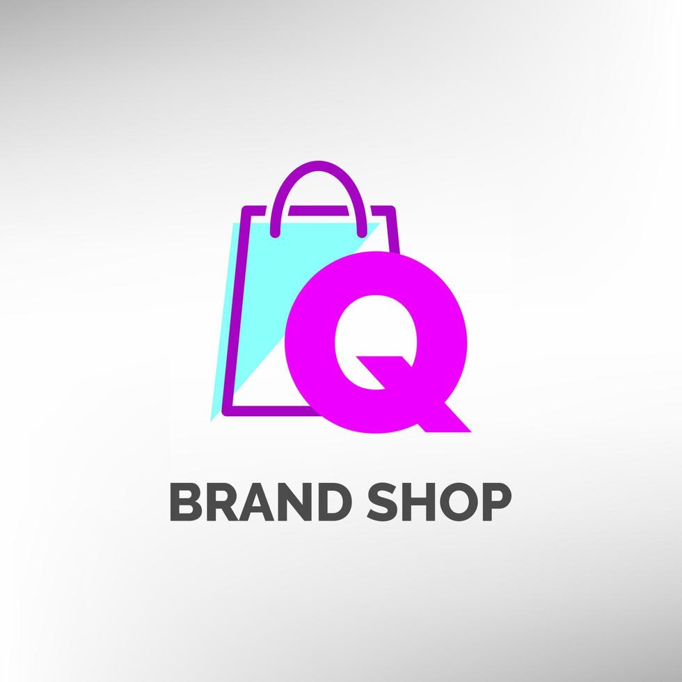 letter Q paper bag logo template vector
