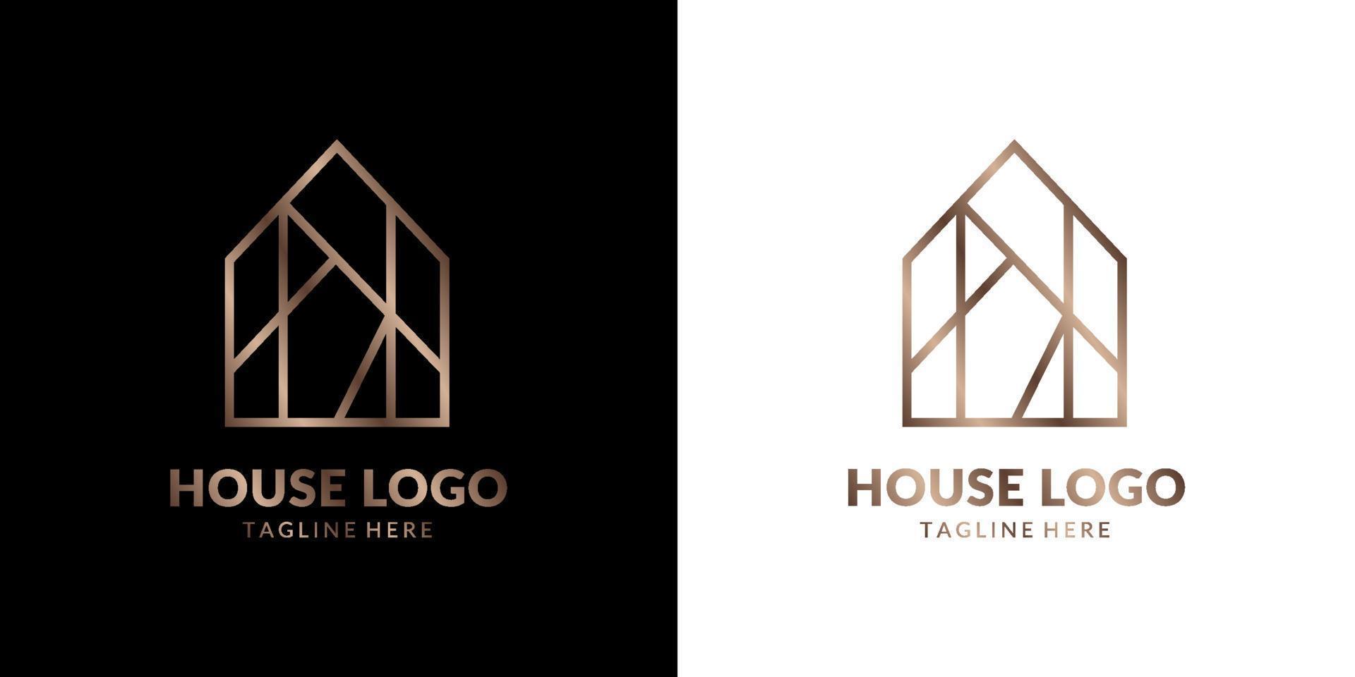 minimalist and elegant abstract line art house logo for real estate, construction, interior, exterior home decoration vector