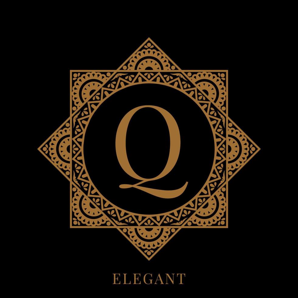 elegant letter Q mandala logo template vector