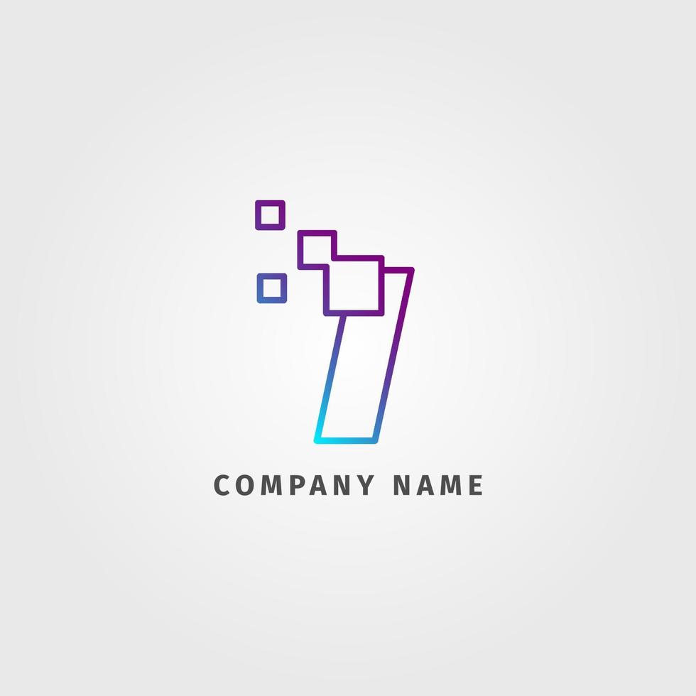 trendy logotype letter I pixel decoration for digital services company vector