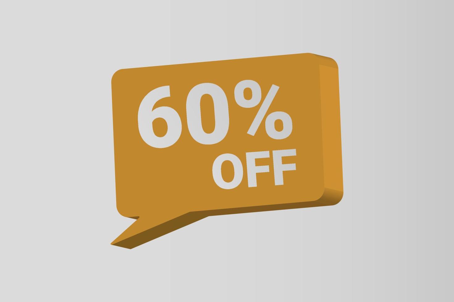 60 percent off sale 3d text box vector design element