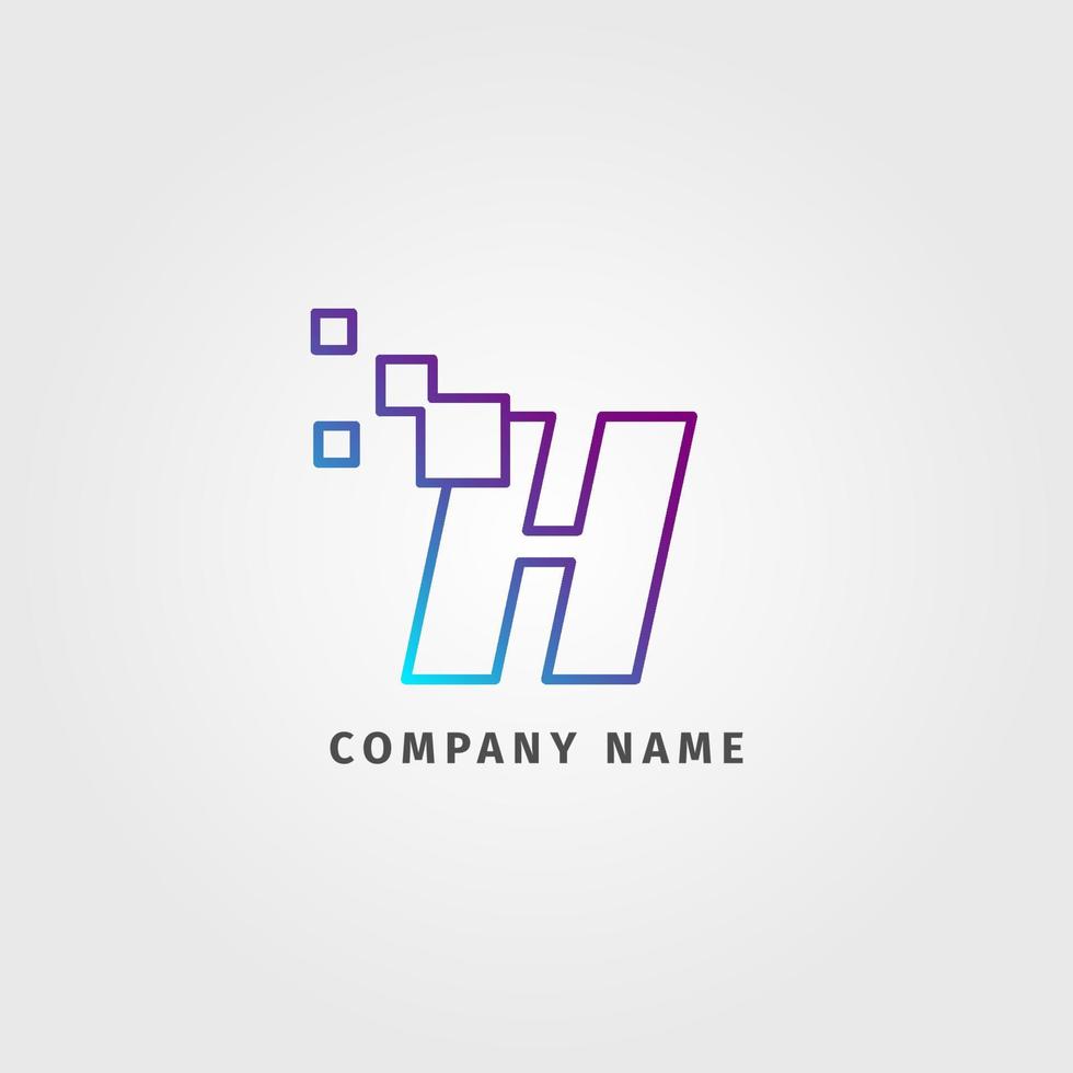 trendy logotype letter H pixel decoration for digital services company vector