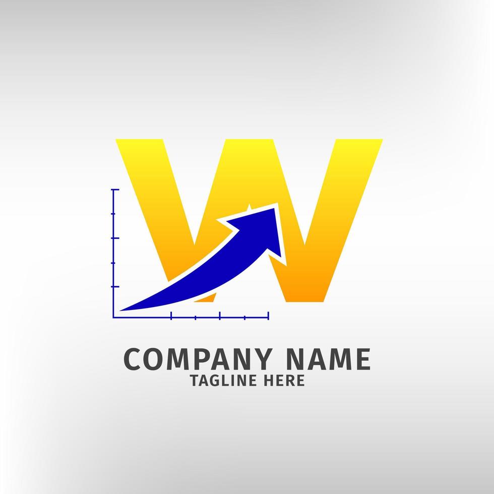 letter W traffic sales icon logo template for marketing company and financial or any other business vector