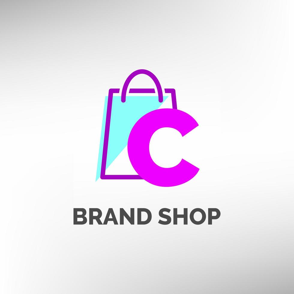 letter C paper bag logo template vector