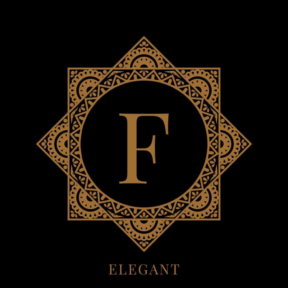 elegant letter F mandala logo template vector