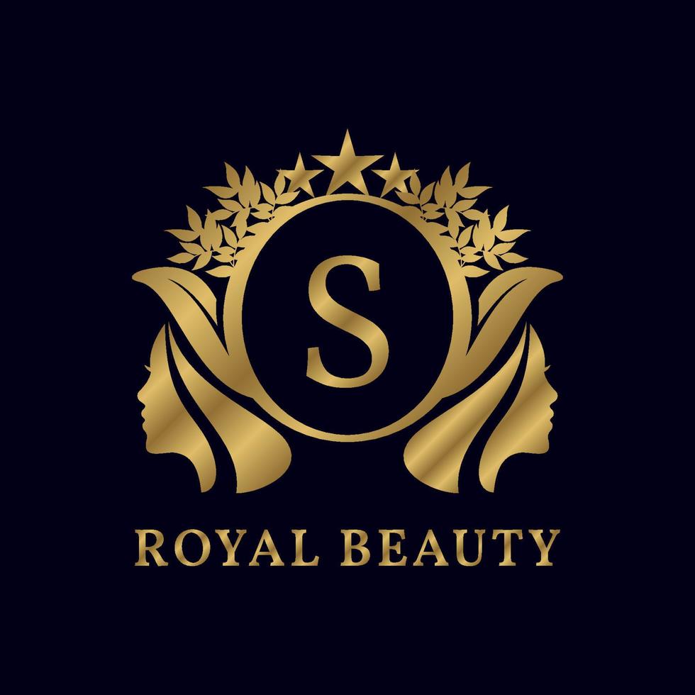 letter S with ladies face luxurious alphabet for bridal, wedding, beauty care logo, personal branding image, make up artist, or any other royal brand and company vector