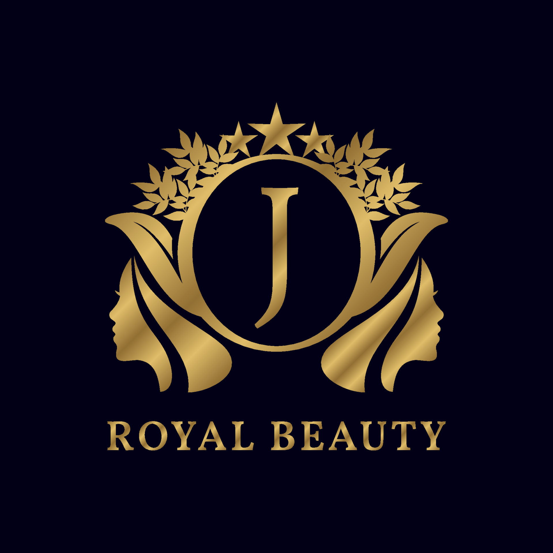 letter J with ladies face luxurious alphabet for bridal, wedding