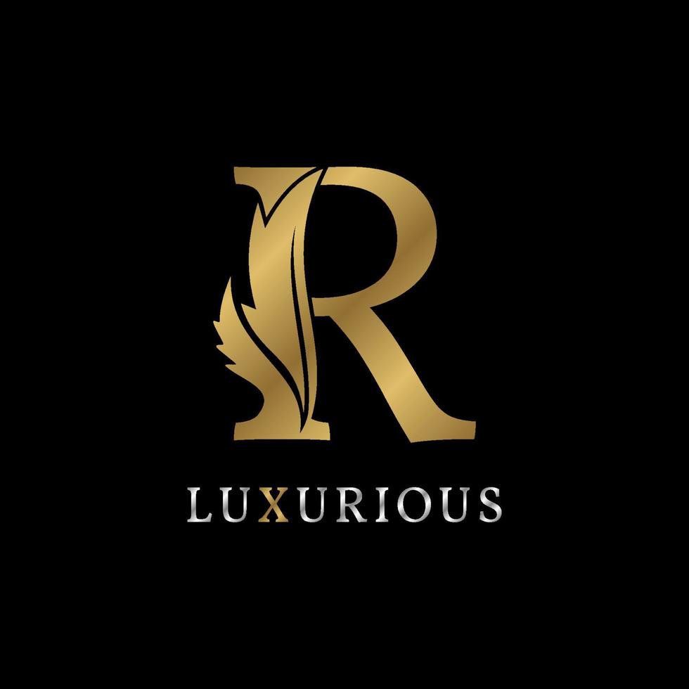 letter R floral decorative luxurious alphabet for bridal, wedding, beauty care logo, personal branding image, make up artist,eye lash, nail art or any other royal brand and company vector