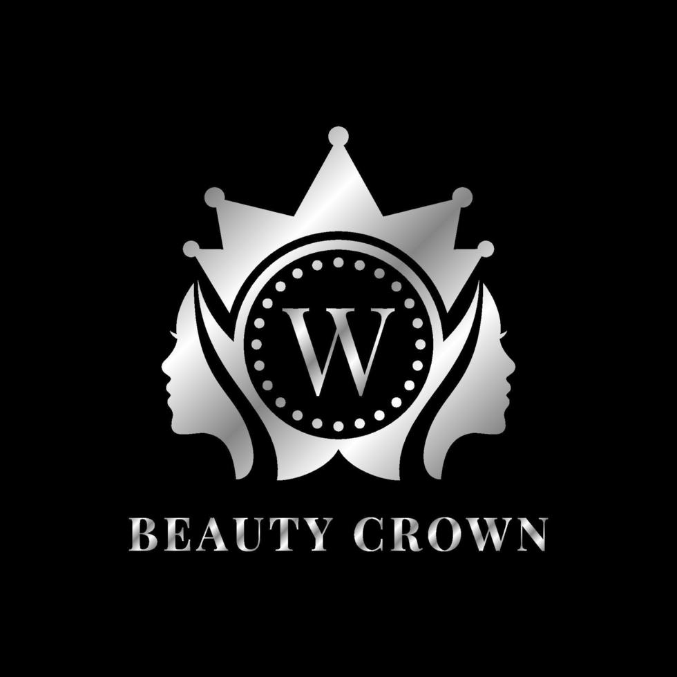 ladies face with crown letter W vector