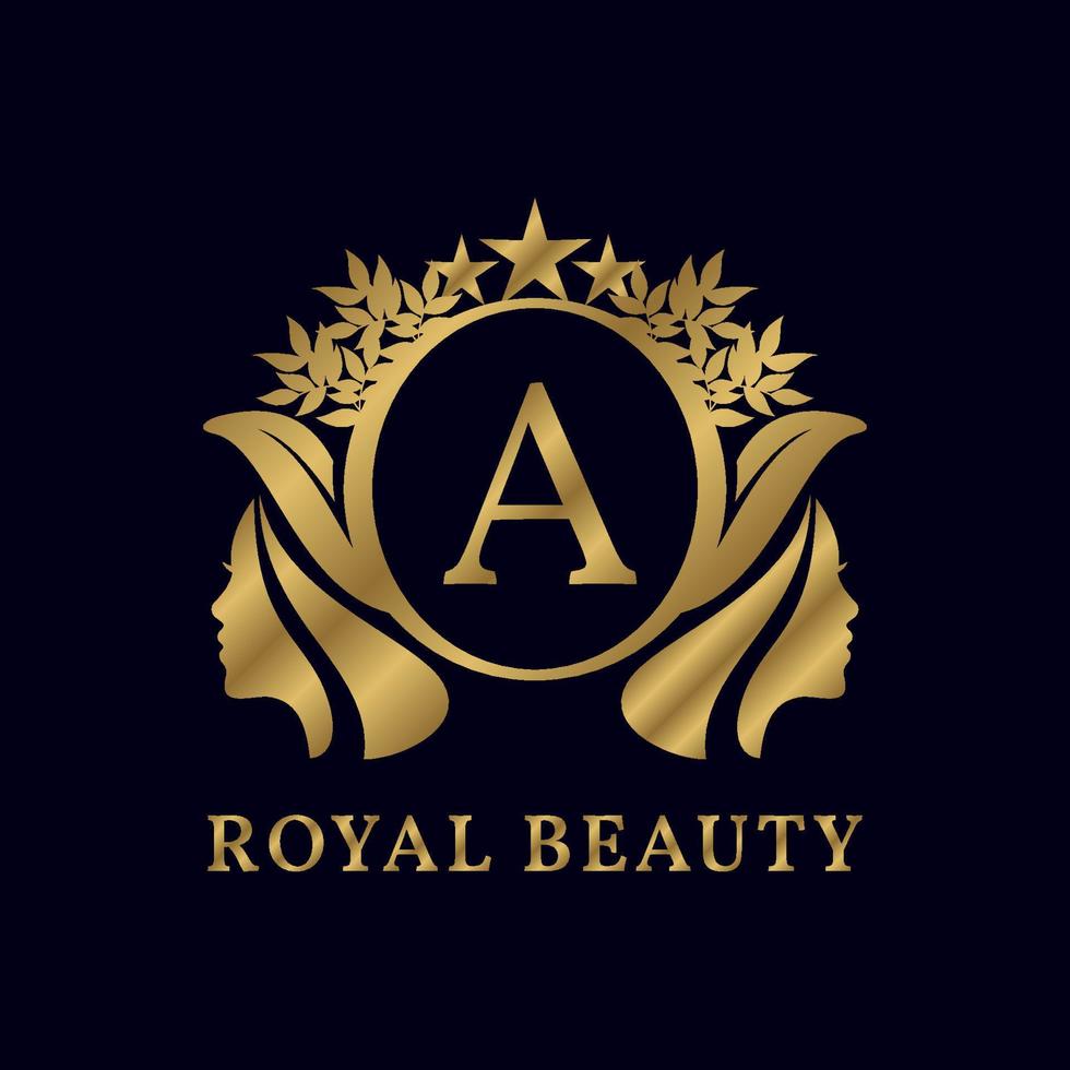 letter A with ladies face luxurious alphabet for bridal, wedding, beauty care logo, personal branding image, make up artist, or any other royal brand and company vector