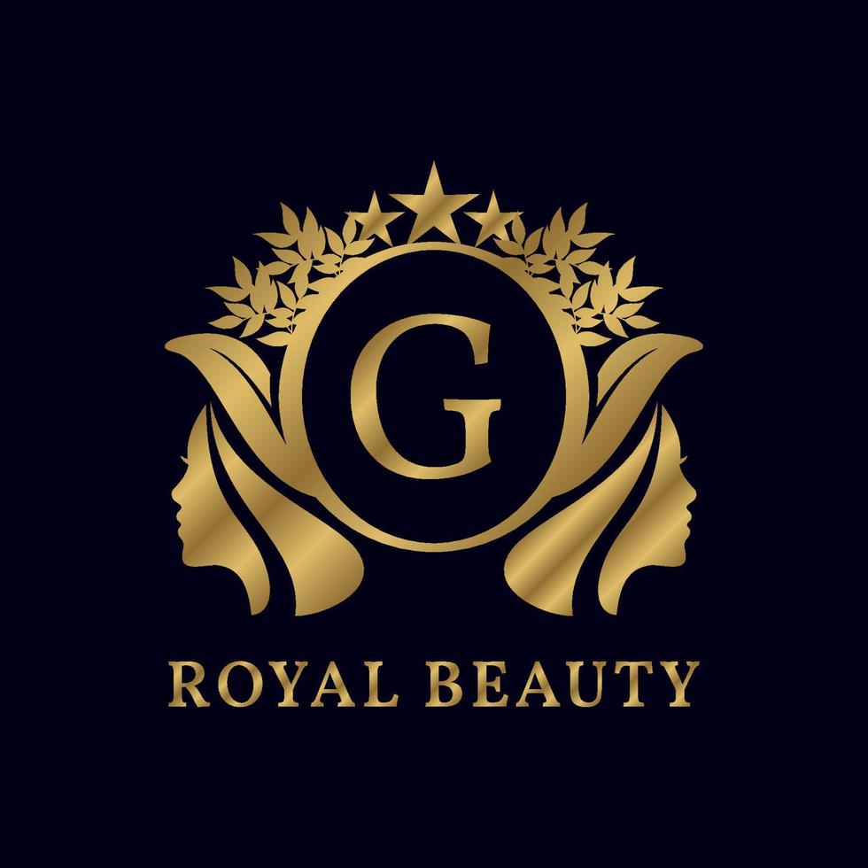 letter G with ladies face luxurious alphabet for bridal, wedding, beauty care logo, personal branding image, make up artist, or any other royal brand and company vector