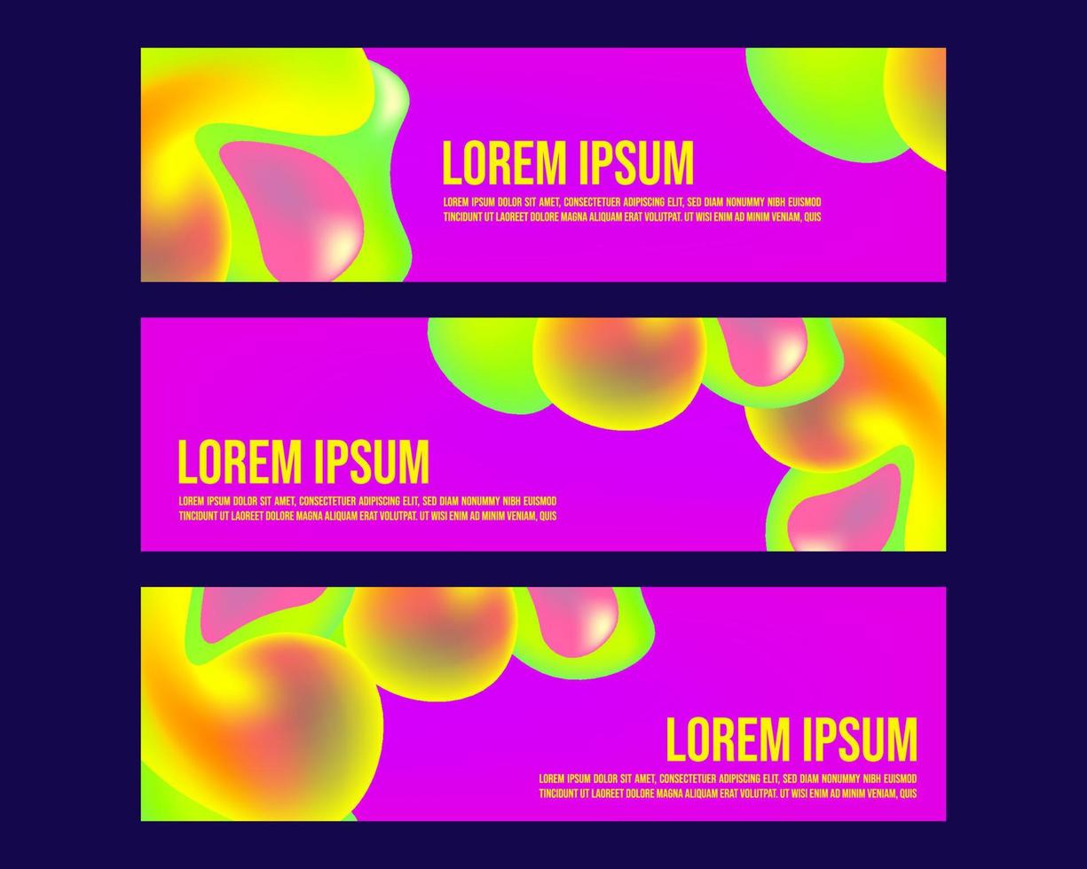 abstract liquid neon fluid banner for landing page web or print element vector