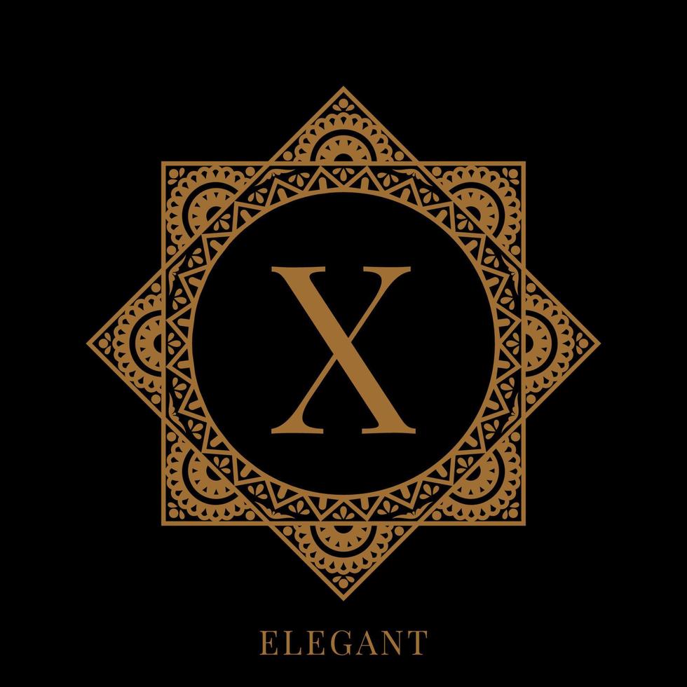 elegant letter X mandala logo template vector