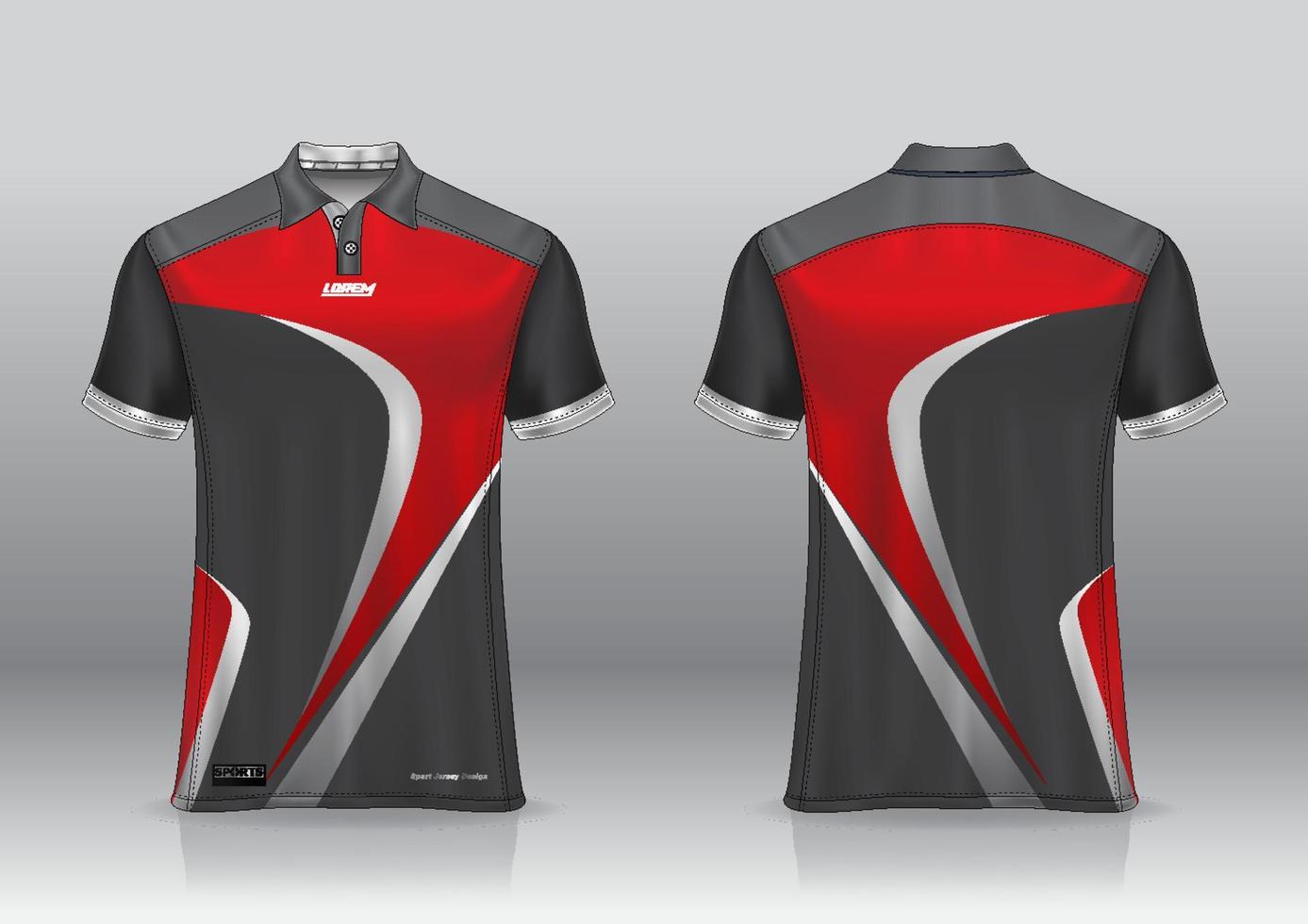 Diseño de uniforme de camisa de polo, se puede utilizar para bádminton, golf en la vista frontal, vista posterior. vector de maqueta de jersey, diseño premium muy simple y fácil de personalizar