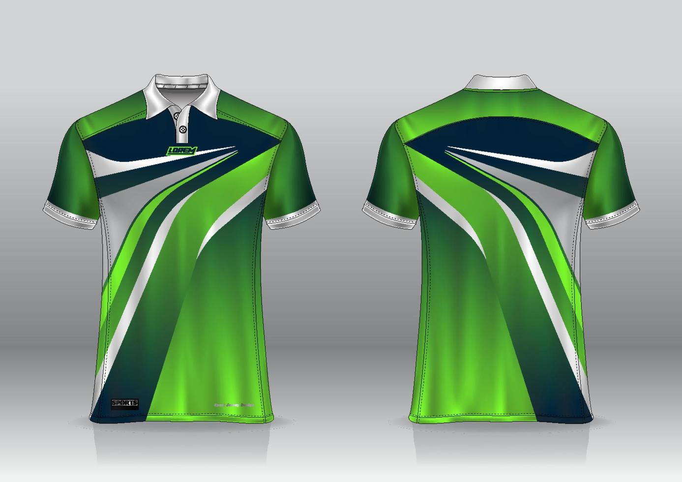 Diseño de uniforme de camisa de polo, se puede utilizar para bádminton, golf en la vista frontal, vista posterior. vector de maqueta de jersey, diseño premium muy simple y fácil de personalizar