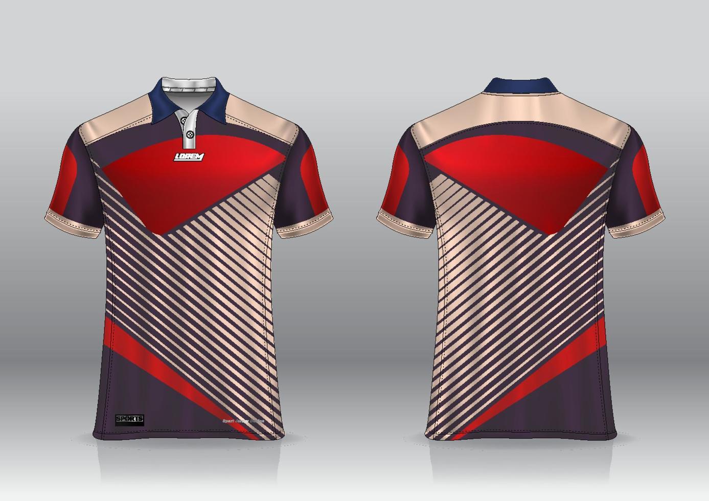 Polo shirt uniform design, can be used for badminton, golf in front view, back view. jersey mockup Vector, design premium very simple and easy to customize vector