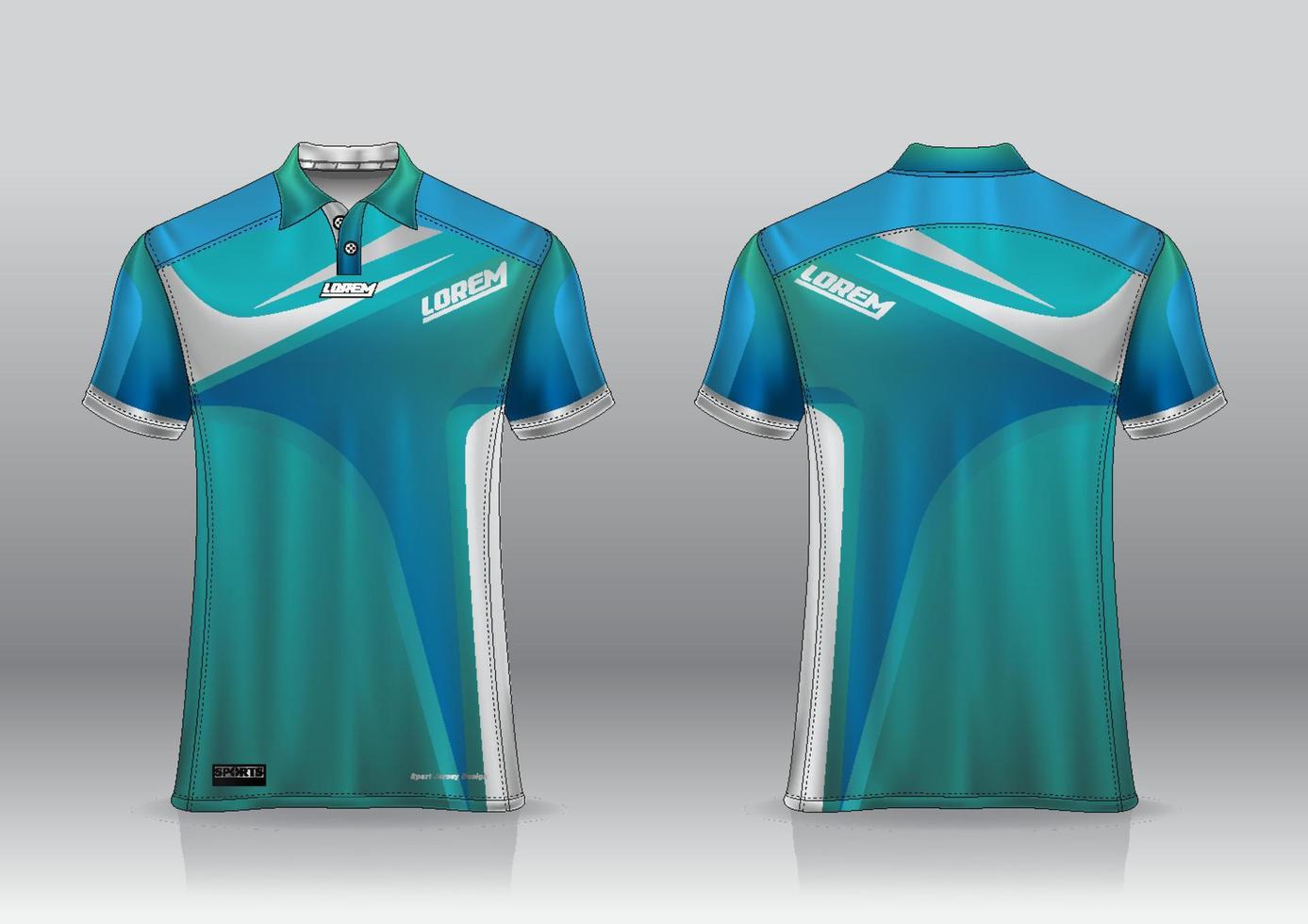 Diseño de uniforme de camisa de polo, se puede utilizar para bádminton, golf en la vista frontal, vista posterior. vector de maqueta de jersey, diseño premium muy simple y fácil de personalizar