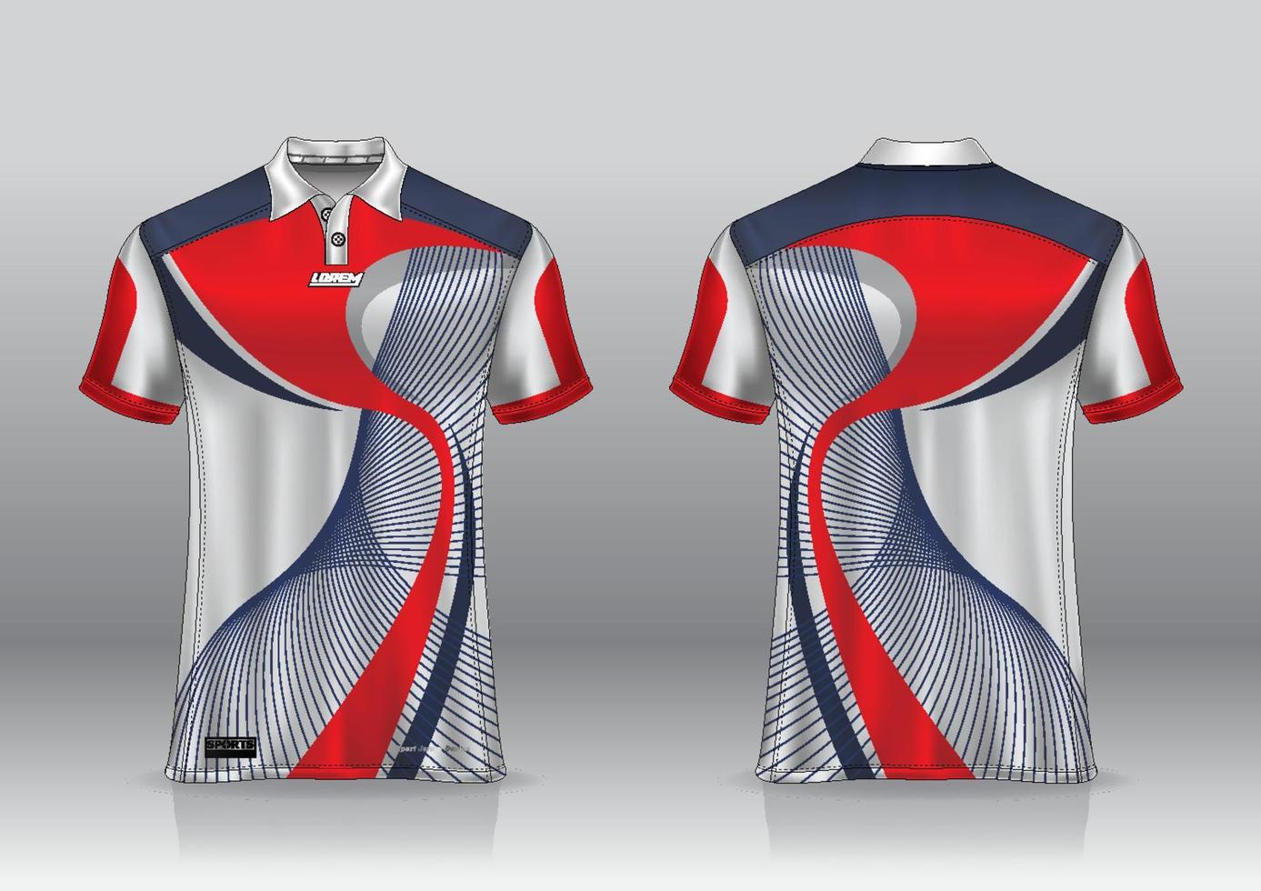 Diseño de uniforme de camisa de polo, se puede utilizar para bádminton, golf en la vista frontal, vista posterior. vector de maqueta de jersey, diseño premium muy simple y fácil de personalizar