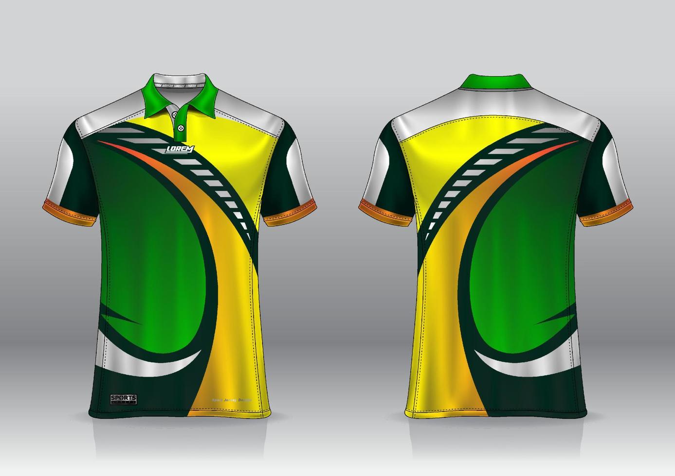 Diseño de uniforme de camisa de polo, se puede utilizar para bádminton, golf en la vista frontal, vista posterior. vector de maqueta de jersey, diseño premium muy simple y fácil de personalizar