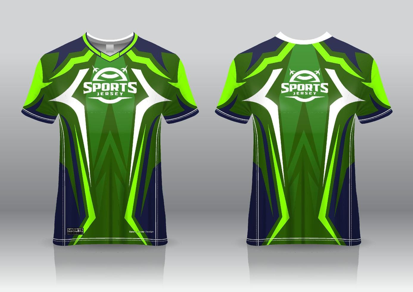 Vista frontal y posterior del diseño de juegos de la camiseta de esport vector