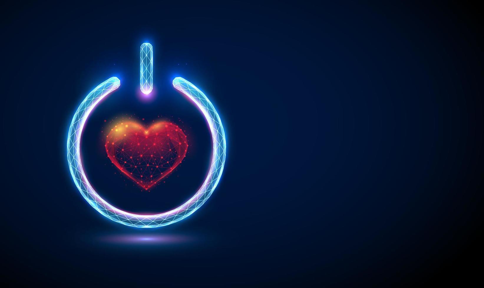 Abstract red heart shape in power button vector