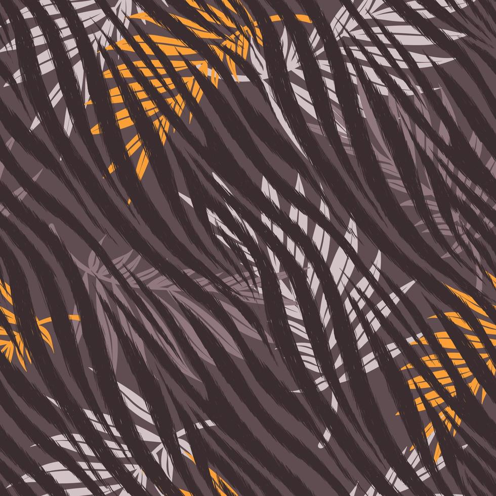 Abstract leaves Seamless Pattern with Zebra print, Dark Zebra Skin Pattern vector