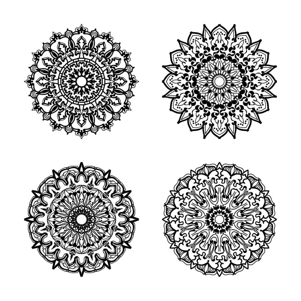 Collections Circular pattern in the form of a mandala for Henna, Mehndi. Coloring book page. vector