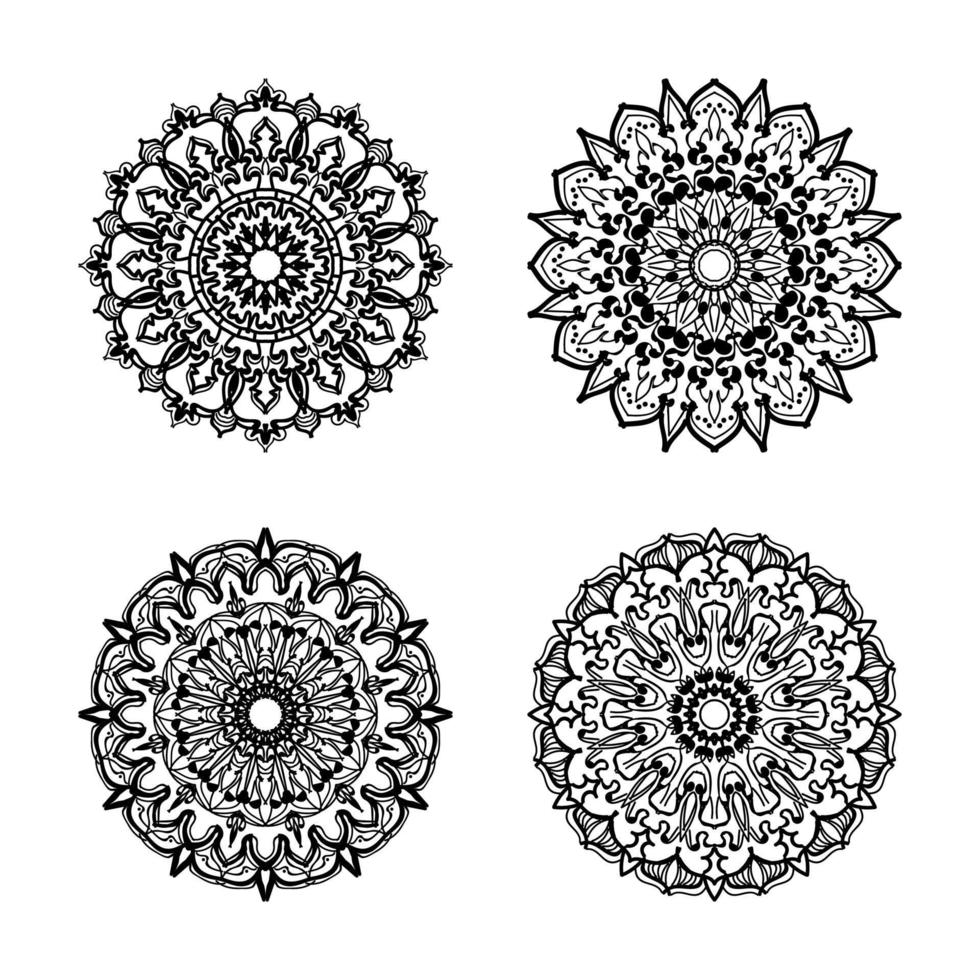 colecciones patrón circular en forma de mandala para henna, mehndi. página del libro para colorear. vector