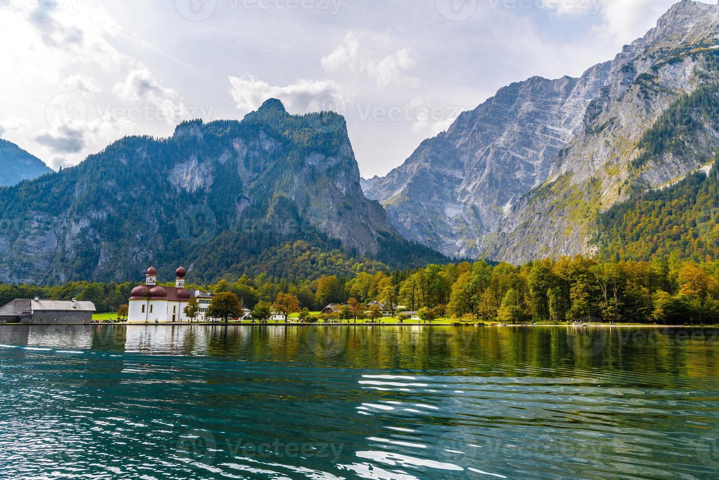 St Bartholomew's Church in Koenigssee, Konigsee, Berchtesgaden National Park, Bavaria, Germany. photo