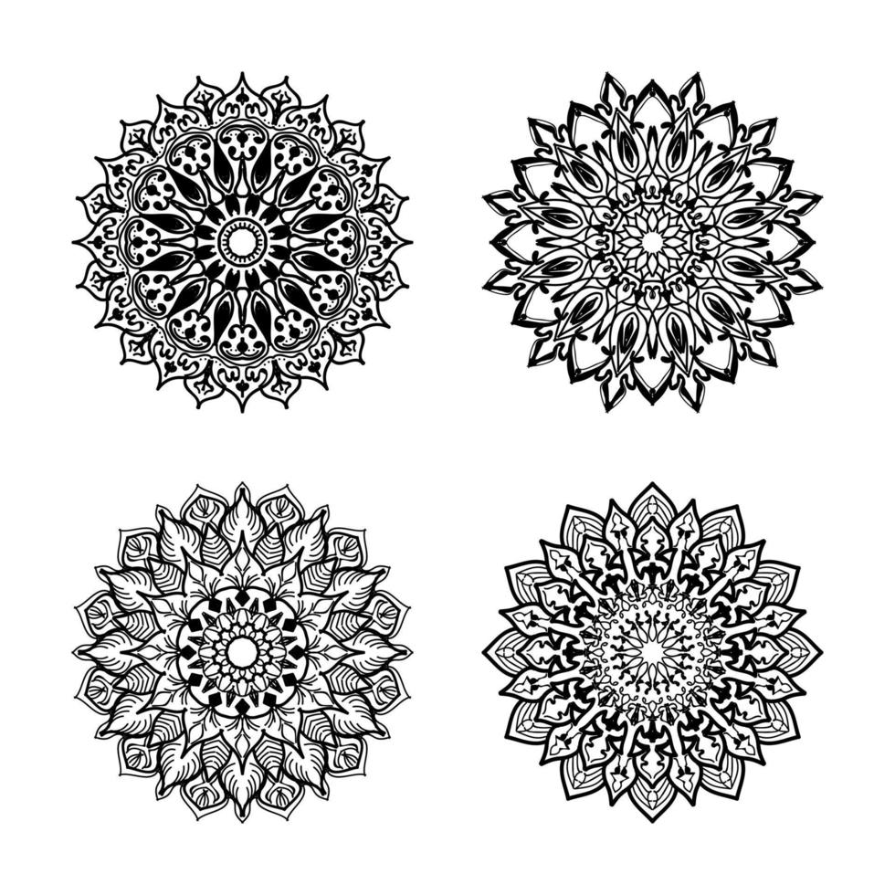 colecciones patrón circular en forma de mandala para henna, mehndi. página del libro para colorear. vector