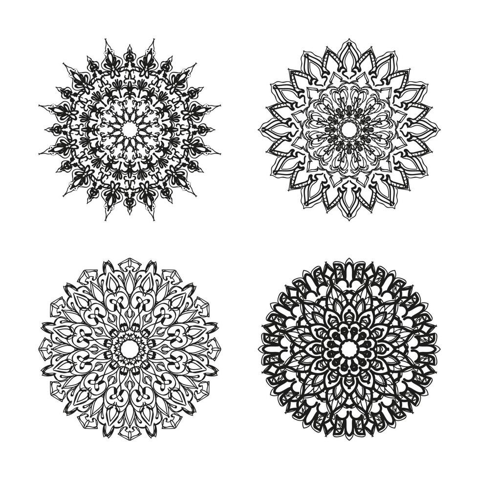 colecciones patrón circular en forma de mandala para henna, mehndi. página del libro para colorear. vector