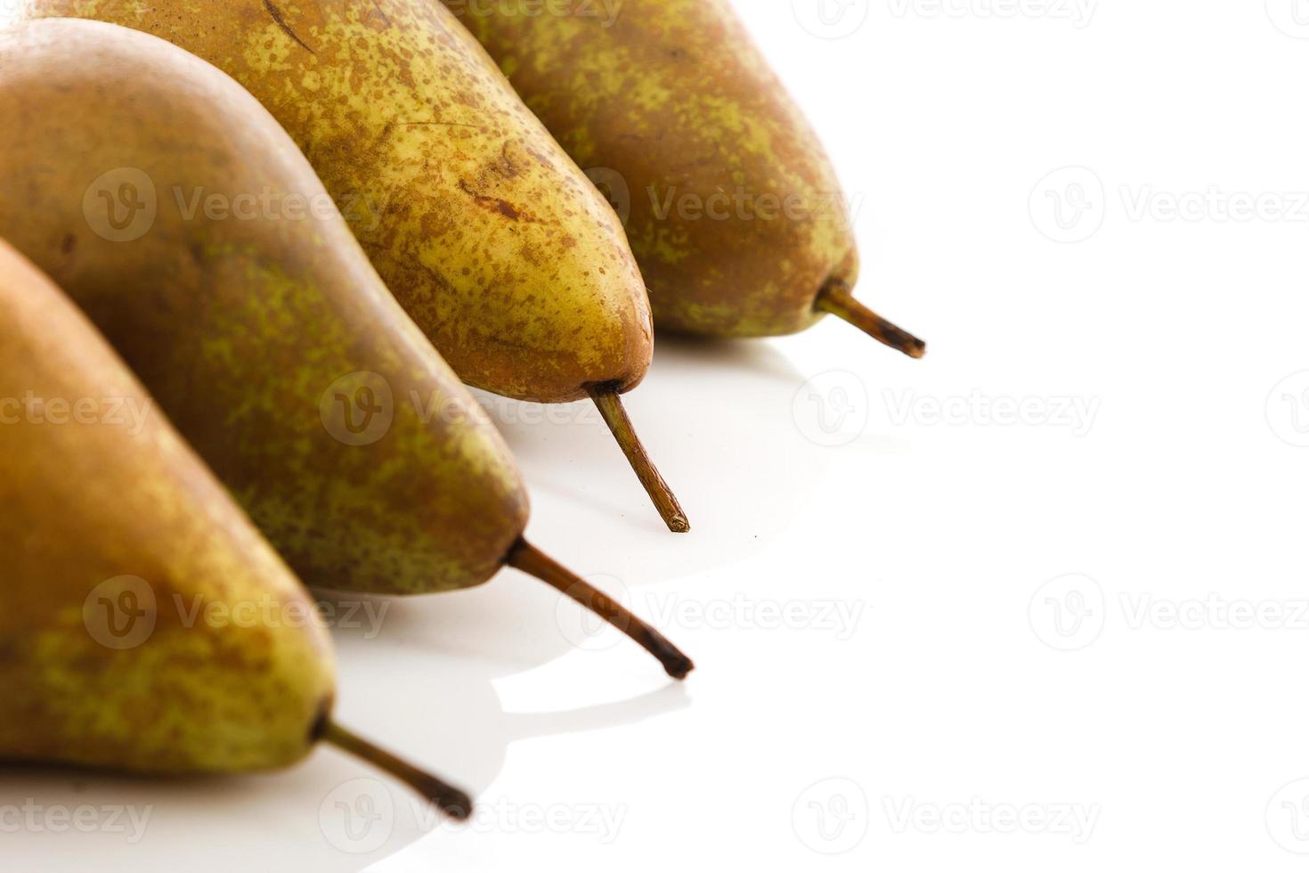 Fresh pears on white background photo