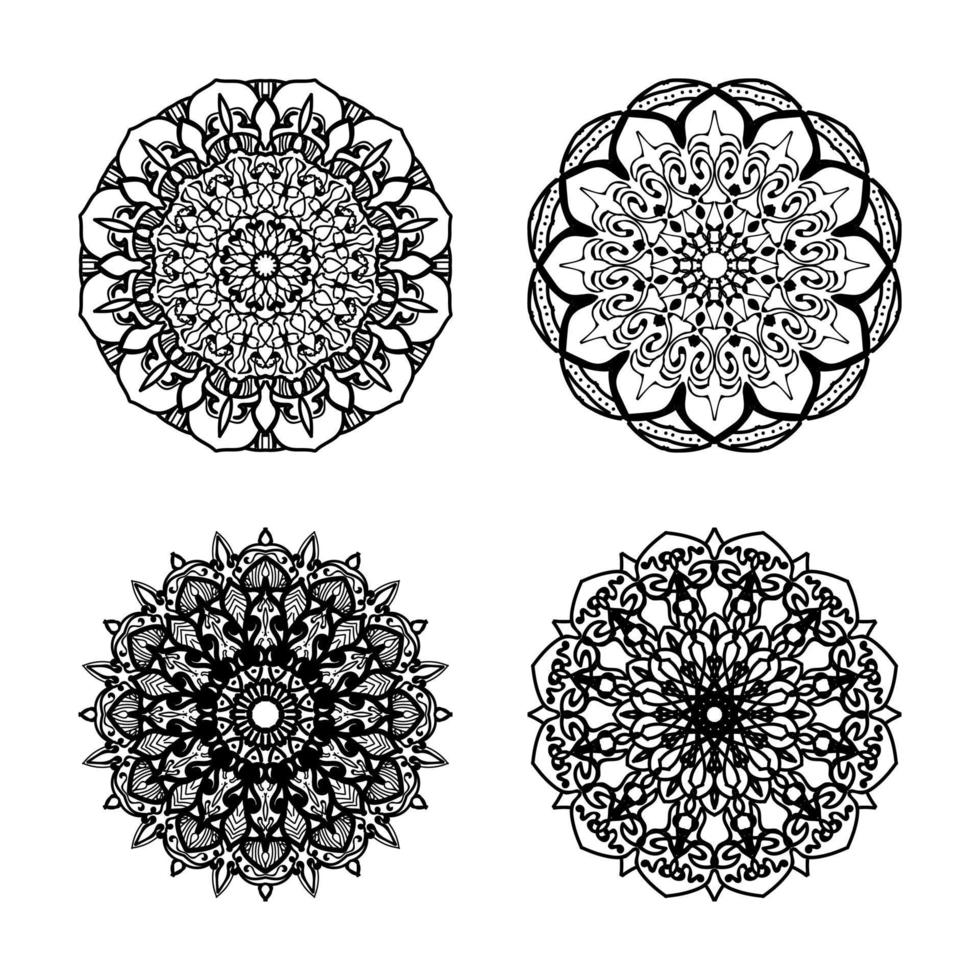 colecciones patrón circular en forma de mandala para henna, mehndi. página del libro para colorear. vector