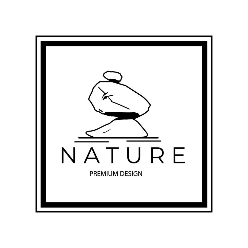 illustration nature stone logo line art design minimalist vector