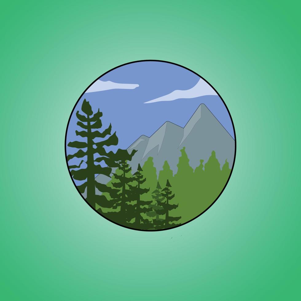 plantilla de diseño de ilustración de emblema de vector de diseño de insignia de logotipo circular de montaña para vacaciones