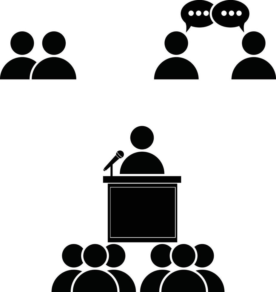 Business, Group Chat People Icon Set. Public Lecture, Teaching, Conference, Meeting Icon vector